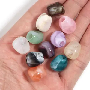 40pcs/lot Two-tone Irregular Acrylic Beads Imitation Jade Stone Loose Spacer Beads For Jewelry Making DIY Necklace Bracelet