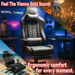 360-degree surround Bluetooth music gaming chair, computer chair with Bluetooth speaker, high-back ergonomic office chair, adjustable-height gaming chair with lumbar support (with footrest), 330 pounds in weight, comfortable seat, cool chair
