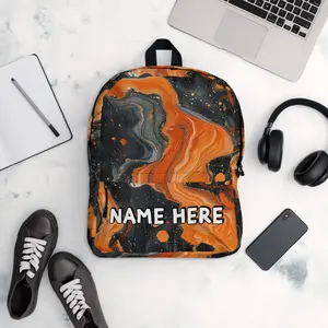 Custom Name Marble Backpack, Personalized Elegant Rucksack, Customized Minimalist School Bag, Abstract Gift, Marble Present