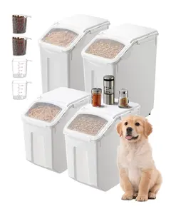Set Of Four Ingredient Storage Containers: Two 3.5 Gallon And Two 4.5 Gallon Airtight Food Storage Canisters For Pantry Organization, Transparent Lids, BPA-Free, Stackable Clear Kitchen Bins