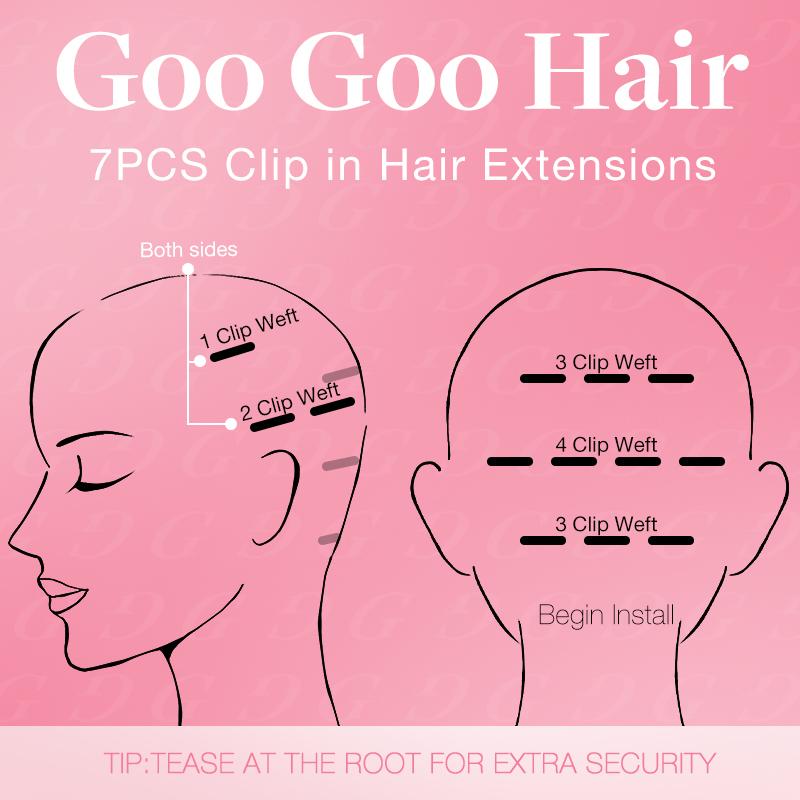 GOOGOO Hair Extensions Clip in Human Hair Natural Straight Easy To Style Soft