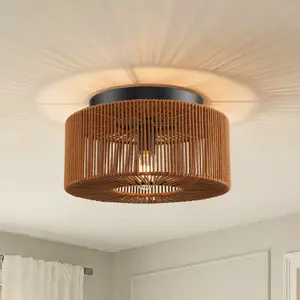 Setlla 1-Light Farmhouse Flush Mount Ceiling Light, Rustic Home Decor Lamp