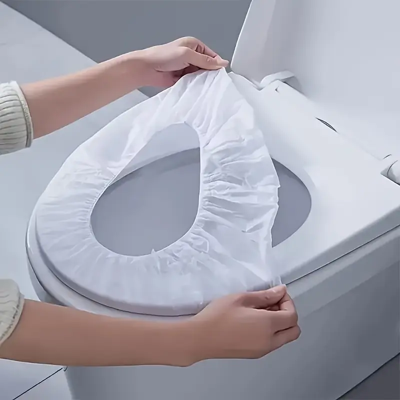 30 Pack Disposable Toilet Seat Covers Set, Toilet Seat Protectors, Toilet Lid Covers, Toilet Accessories Cover For Bathroom, Travel Home Use Non-Woven Fabric, Soft Paper Cover, Comfortable Hygienic