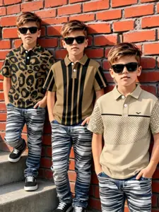 3-Pack Fashion Boys' Polo Shirts, Summer New Arrival, Stylish Loose Fit, Comfortable Simple Design, Beach Polo Shirts