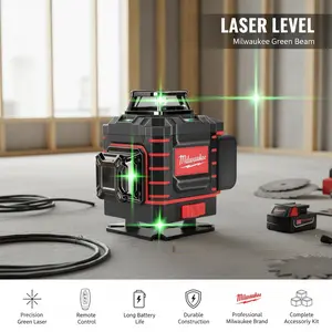 Milwaukee Degree Vertical Cross Laser Level 360 Green Beam  Horizontal And Rechargeable Battery green laser level tools Magnetic Golf Club Alignment Stick