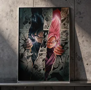 DBS Kakaroto Black Rosé Anime Wall Art Decor Poster Premium High-Definition Canvas Print Manga Style Aesthetic for Gaming Room Bedroom Decor Perfect Gift for Fans Guys Otaku