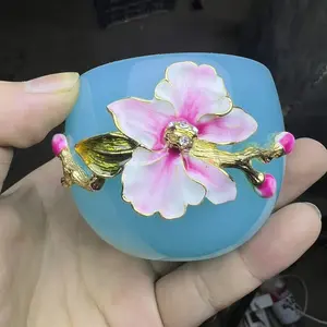 Handmade Blue Glazed Lotus Pattern Master Teacup Construction