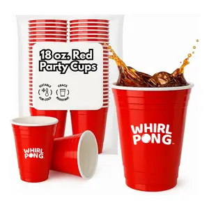 Whirl Pong Red Plastic Party Cups – 18 oz Official Cups - Disposable Drinking Cups for Cup Pong Gameplay, Tailgates, and Parties