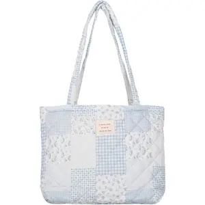 Floral Quilted Cotton Shoulder Bag for Women Daily Use Medium Size Handbag Large Capacity Thickened Design Tote MSGHER
