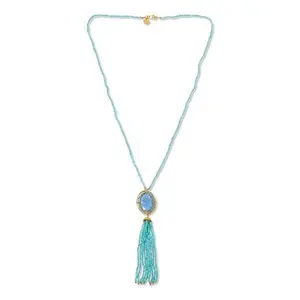 Colleen Lopez Gemstone Bead Tassel Drop 28" Necklace