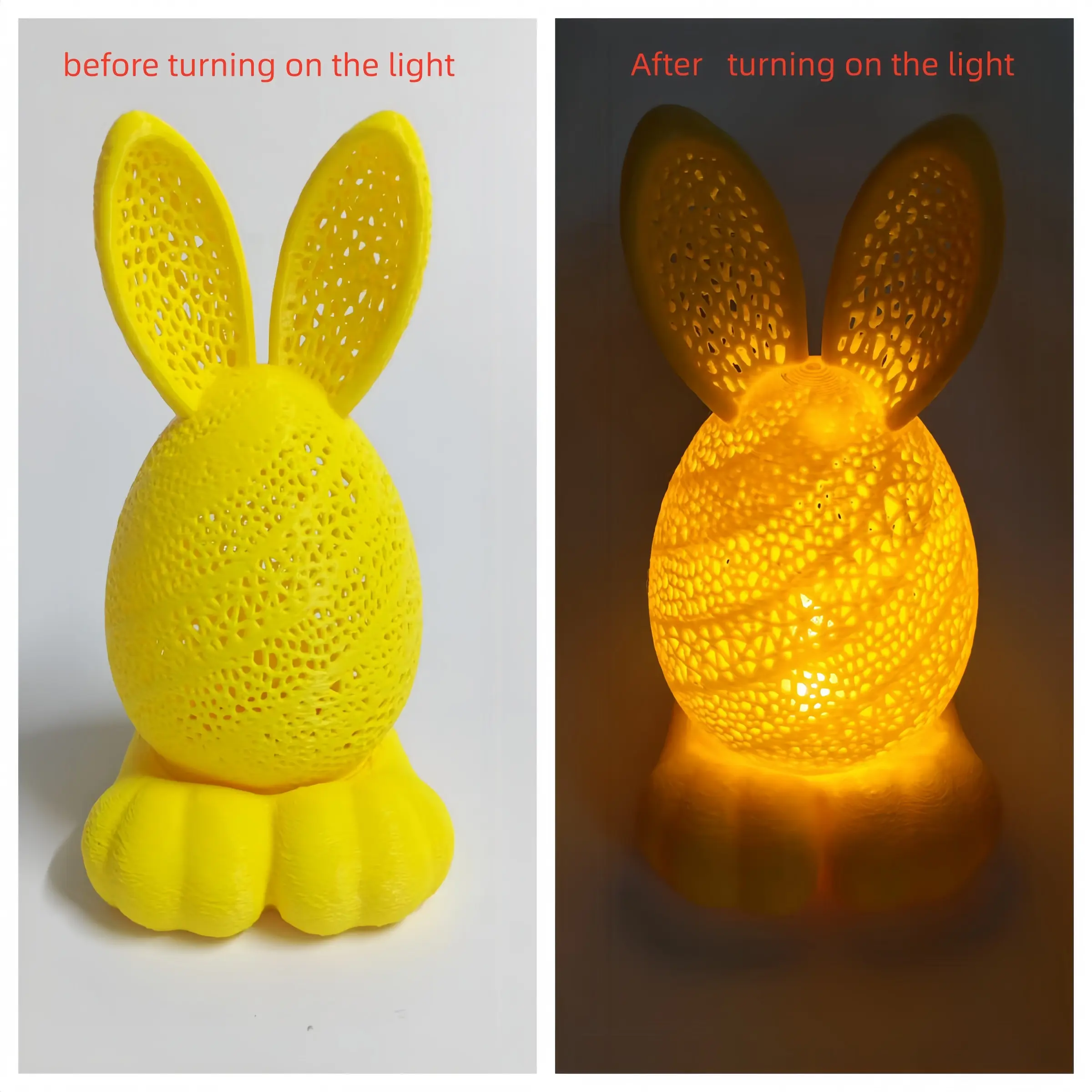 3D Printed Easter Rabbit Lamp, Elegant Hollow Lace Design, Perfect for Coffee Table or Desk Ambient Lighting, Trendy Decor Piece