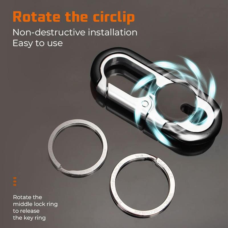 3-Piece Car Key Chain Set - Stainless Steel Keychains in Black Finish