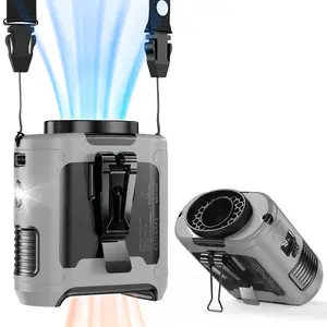 Portable Waist Fan, 5 Speeds 10000mAh Personal Cool Fan With Flashlight, Hand-Free Wearable Belt Fan for Outdoor Working Hiking Fishing Jobsite Farm