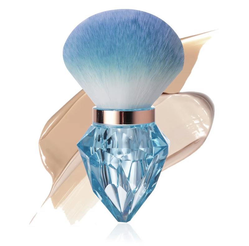 AKINA Luxury Crystal Diamond Makeup Brush - Gem-Cut Handle in Crystal Rose Pink Blue & Clear - Ultra Soft Gradient Bristles - Lightweight Durable Design for Precision Application