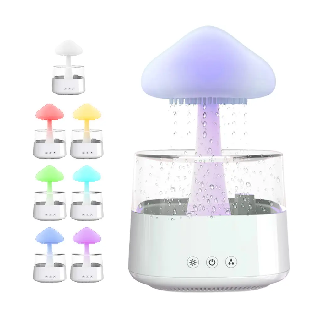 Rain Mushroom Cloud Humidifier with colorful night light
