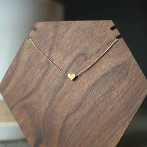 14K Gold Plated Heart Charm 16 Inch Curb Chain Necklace