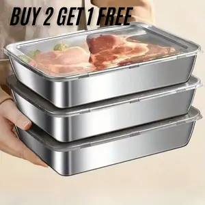 3-Pack SUS 316 Premium 3-Piece Stainless Steel Food Storage Set, Leakproof, Stackable & Versatile for Home & Travel