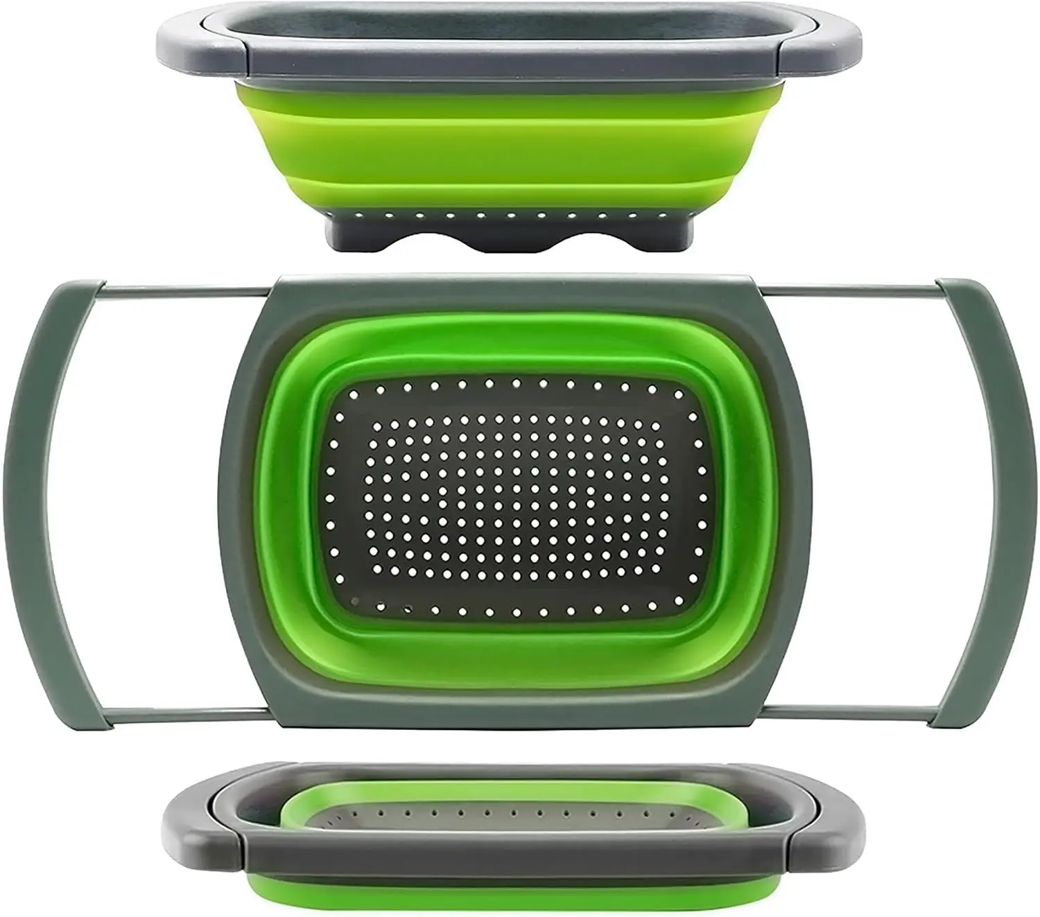 Colander collapsible, Colander Strainer Over The Sink Vegetable Fruit Strainer Basket (6 Quart) with Extendable Handles, New Kitchen Essentials