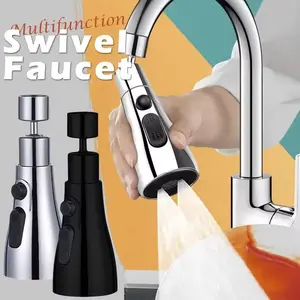 Universal 360 Rotatable Kitchen Faucet Extender Aerator Plastic Splash Filter Kitchen Sink Faucet Replaceable Silver Black