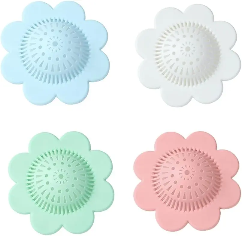 4 count Drain Hair Catcher Shower Drain Covers Durable  Hair Stopper,Bathtub and Shower Drain Protectors for Bathroom Bathtub and Kitchen