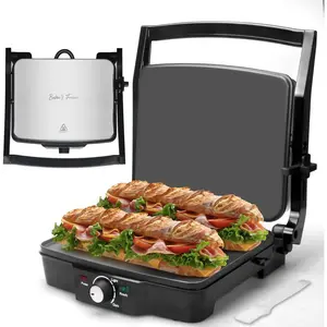 Panini press electric griddle panini grill press sandwich maker press grilled cheese maker sandwichera electrical browning control non stick surfaces 4slices stainless steel
