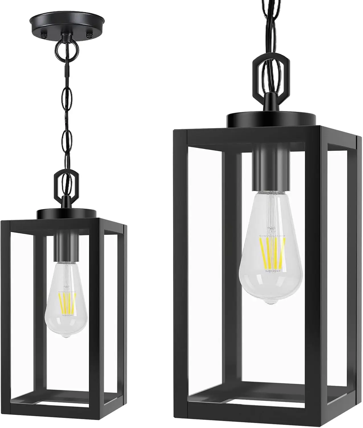 13" Outdoor Pendant Light for Porch - Farmhouse Exterior Hanging Lantern with Clear Glass,Weatherproof for Entryway, Doorway, Patio, Garden, and Outdoor Spaces