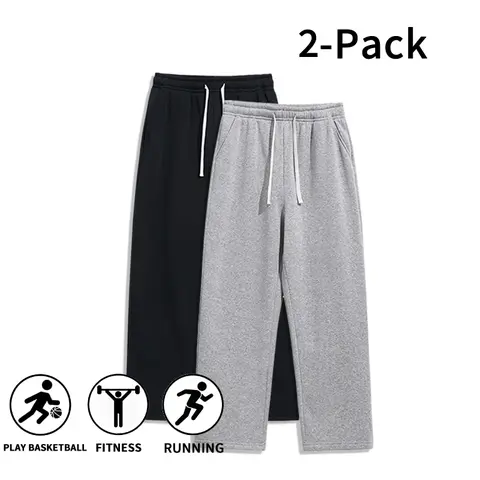 2 Pack Men’s Wide Leg Sweatpants – Ultra Comfortable Casual Sport Pants for Basketball, Gym, and Everyday Wear