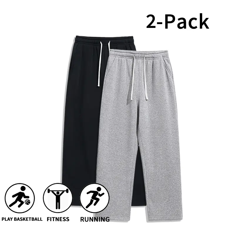 2 Pack Men’s Wide Leg Sweatpants – Ultra Comfortable Casual Sport Pants for Basketball, Gym, and Everyday Wear