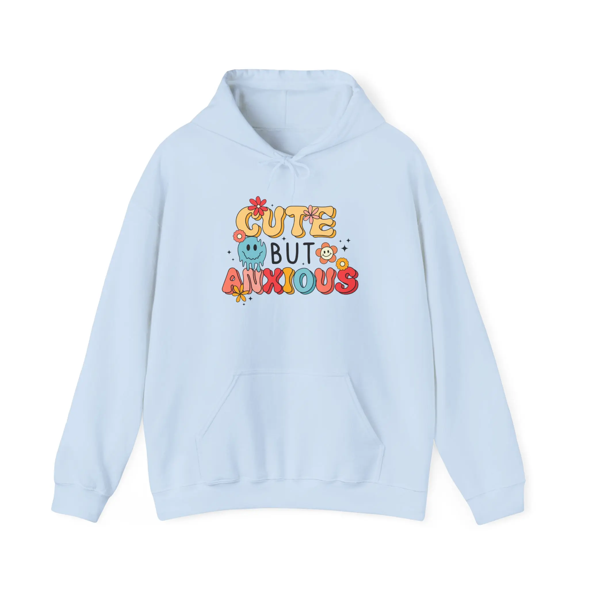 Cute but Anxious Hoodie, Cozy Sweatshirt for Anxiety Relief, Unisex Heavy Blend, Gift for Friends, Self-Care Wardrobe Casual Menswear