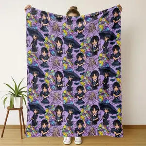 Wednesday Pattern Print Blanket, Soft Warm Sofa Bed Car Office Camping Travel Throw, Perfect Gift for All Seasons Thin Blanket Dream Workshop