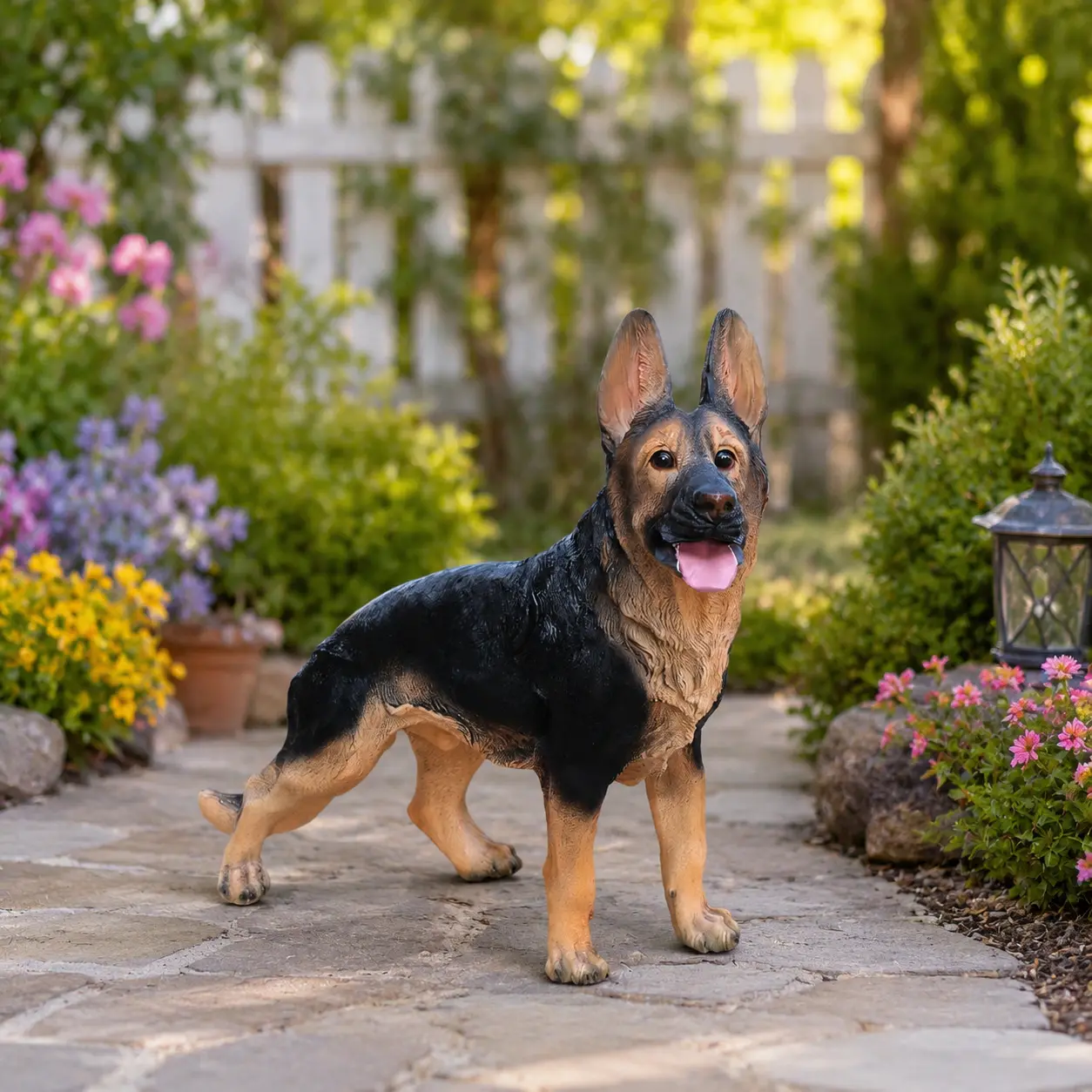 littleox Outdoor German shepherd Dog Statue Greeter Garden Decor – Cute Puppy Sculpture for Yard Porch New Year Gift