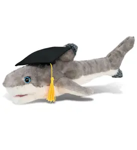 DOLLIBU Polyester Plush Graduation Blacktip Reef Shark Stuffed Toy - Super Soft, with Removable Hat