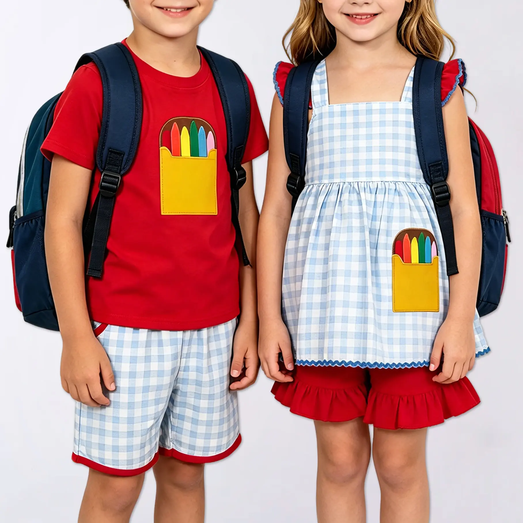 Back to School Embroidery Sibling Matching Outfit