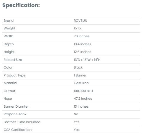 [TOP RATED - FLASH SALE] ROVSUN 1-Burner 100000 BTU Camping Propane Stove with Foldable Side Shelf