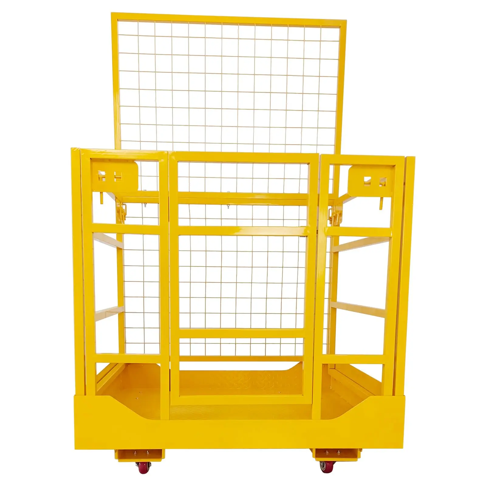 Garvee 43"x45" Forklift Safety Cage, Heavy-Duty Collapsible Forklift Man Basket & Work Platform with Lockable Wheels, 1400 LBS Capacity for Warehouse Construction Aerial Work