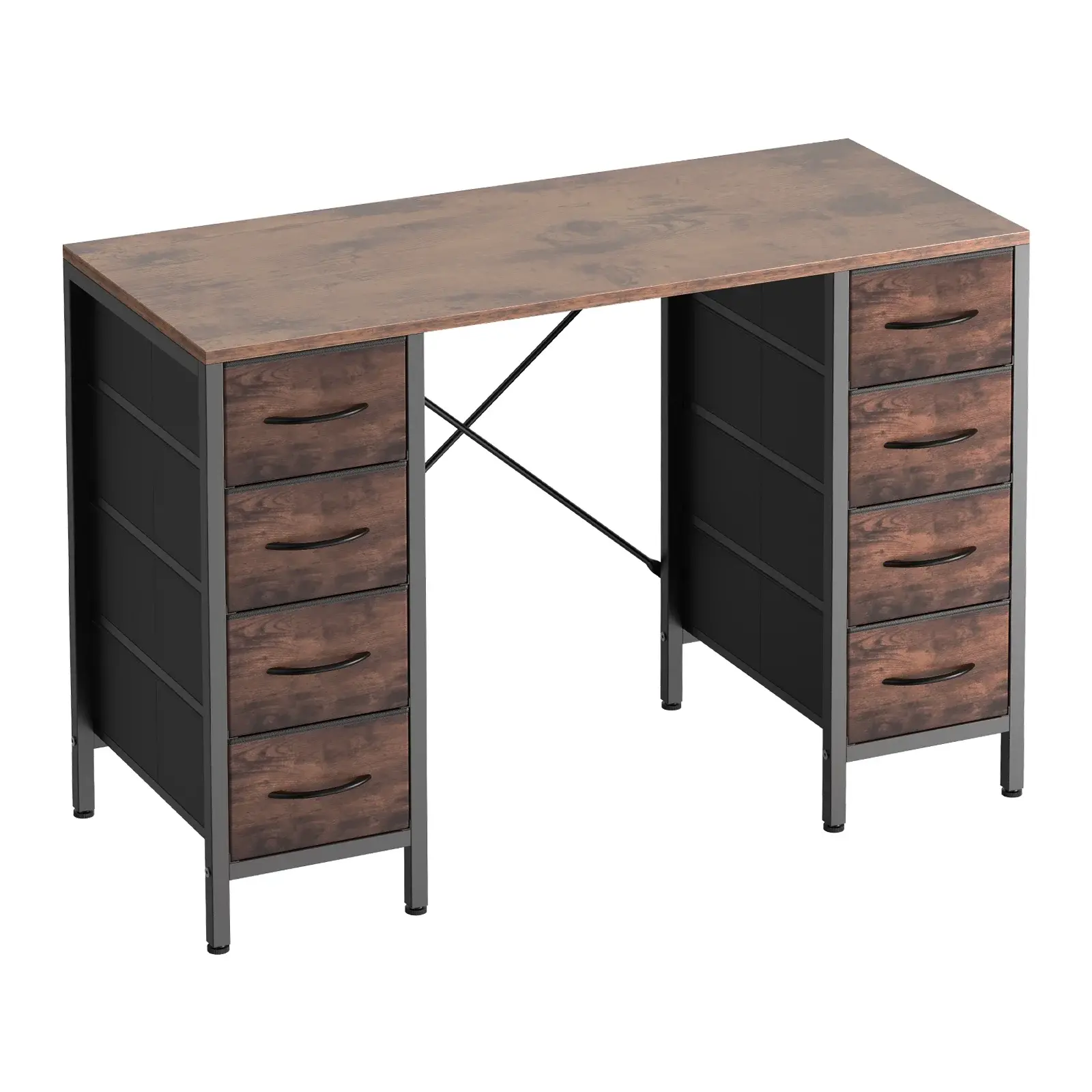 47-inch computer desk, 8 fabric drawers, storage, X-shaped reinforced structure