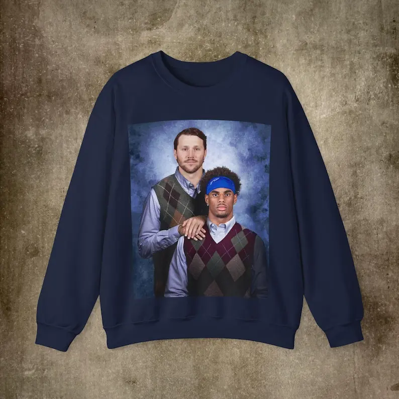 Josh Allen and Keon Coleman, Buffalo Sweatshirt, Bills Graphic Crewneck, Step Brothers, Vintage Football Sweatshirt
