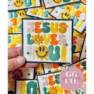 Jesus Loves You Smiley Face Patch, Christian Hat Patch, Embroidered Patch, Trucker Hat Patch, Iron On, Trendy Hat Patch, Jesus Patch, Patch