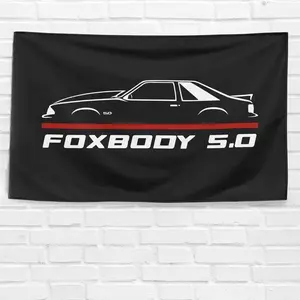 Tapestry Mustang Foxbody 5.0 Cowl Enthusiast 3x5 ft Flag Banner Decor Decorative durable room decoration bar university dormitory bedroom wall art Light Peach