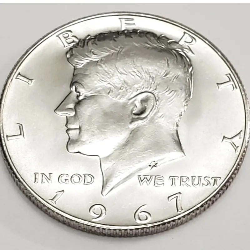 1967 Silver JFK Half Dollar in Brilliant Uncirculated Condition.