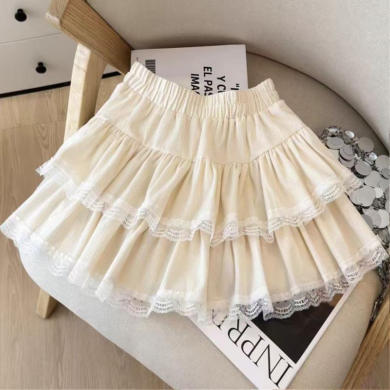 High Waist Puffy Ruffles A-Line Skirt