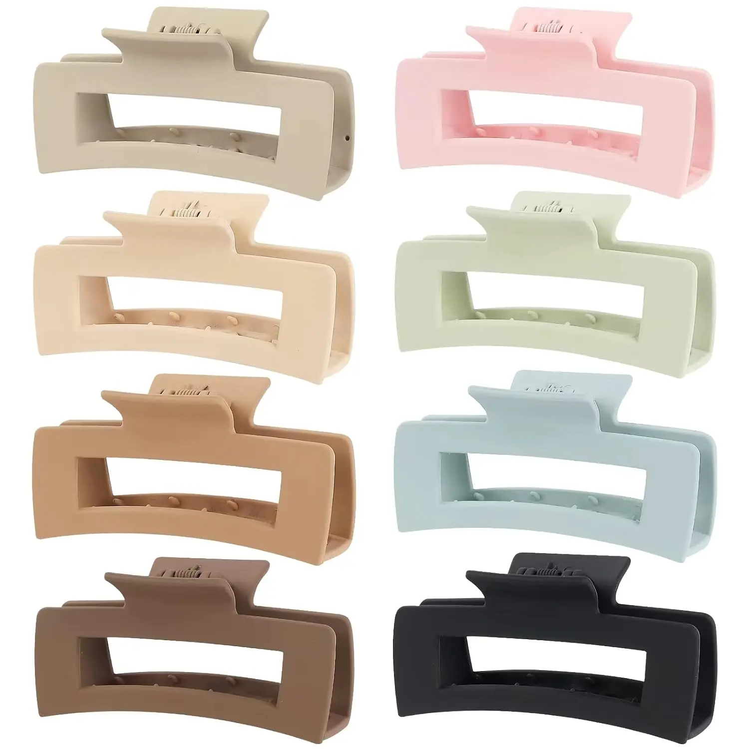 8 Pcs Large Hair Claw Clips 4.1 Inch Non-slip Matte Claws for Women | Big Square Strong Hold Hair Clips for Thick Thin Hair