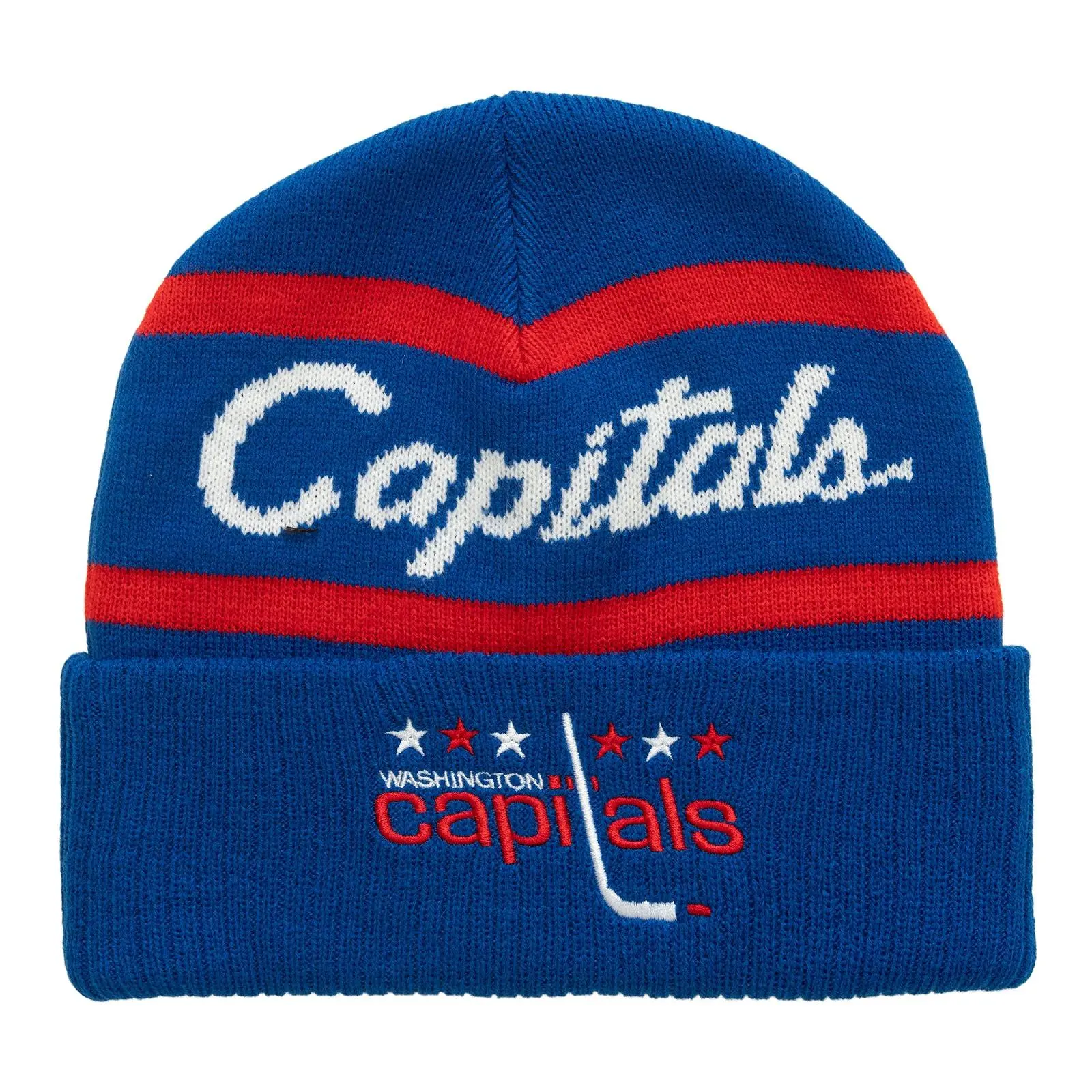 Washington Capitals Blue Head Coach Vintage Cuffed Knit Hat NHL Throwback Cap Adjustable Fan Gear Mitchell & Ness