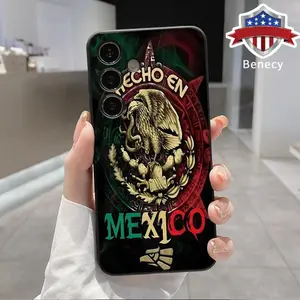 Straight Edge TPU Phone Case Compatible with Galaxy S26 S23 Ultra S24 Plus S25 S22+ Cool Eagle Logo Pattern Drop Protection Shockproof Soft Liquid Silicone Smartphone Cover