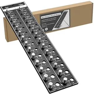 Thread Checker, 28 Nut and Bolt Thread Checker, 14 Metric & 14 Standard Sizes, Bolt Nut Identifier Gauge with Inch and Centimeter Ruler, Solid Aluminum Bolt Size Board and Thread Gauge, Black