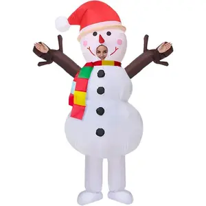 Inflatable Snowman Costume Blow up Christmas Costume for Cosplay Party Halloween Suit Xmas Suit Christmas Decoration