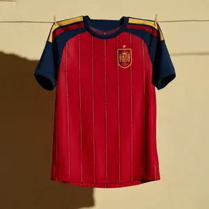 2026 Spain National Soccer Team Style Jersey Home Shirt, Patriotic Football Jersey, All Over Print Unisex Soccer Jersey, Sports Fan Apparel Top