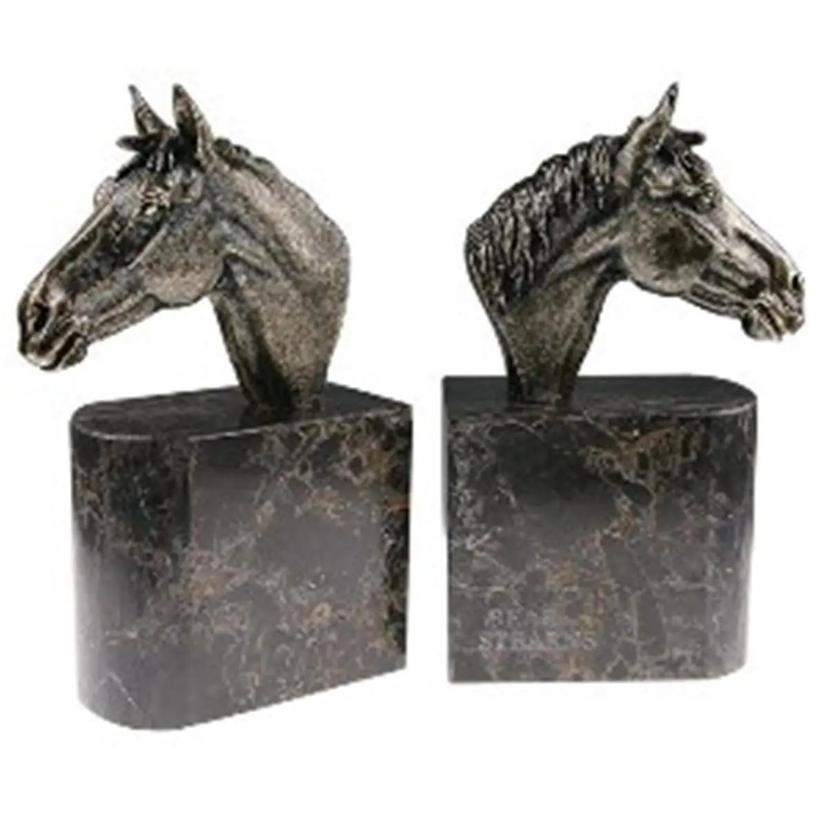 212 MAIN Handmade Handcrafted Bluestone Designs Jadestone Horsehead Animal Motif Bookends - Unique Office/Commercial Furniture Gifts for Special Occasions