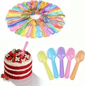 200pcs Mini Tasting Spoons  of Plastic Little Spoons for Desserts,Ice Cream,Jelly&Yogurt,3 Inch Disposabe Sample Spoons for Party,Seasonings Repackage,Tasting Supplies