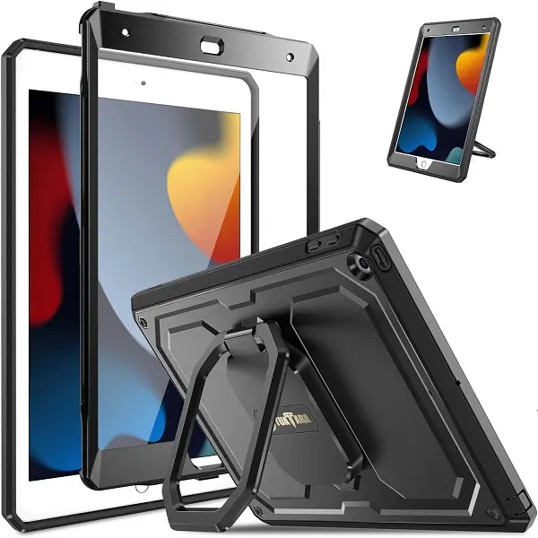 Fintie Heavy-Duty Crash-Proof Polycarbonate Casing for 10.2-inch iPad 7th/8th/9th Generation, Scratch-Resistant Tablet Cover with 360-Degree Magic Ring Stand & Screen Protector for Tablet & Computer Users